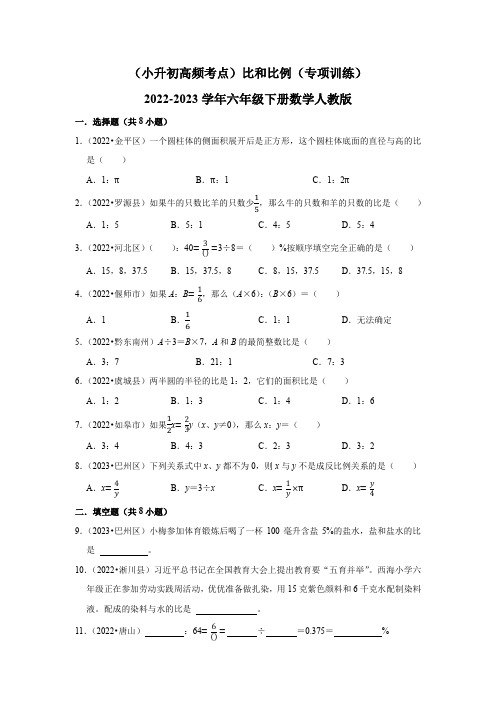 (小升初高频考点)比和比例(专项训练)六年级下册数学人教版