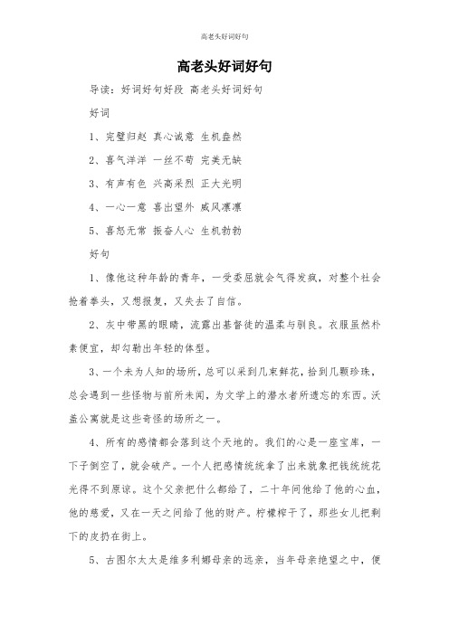 高老头好词好句