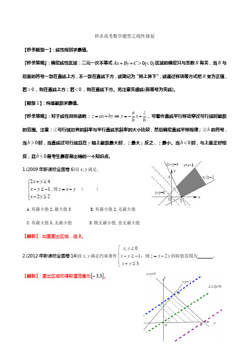 题型02 线性规划(解析版)