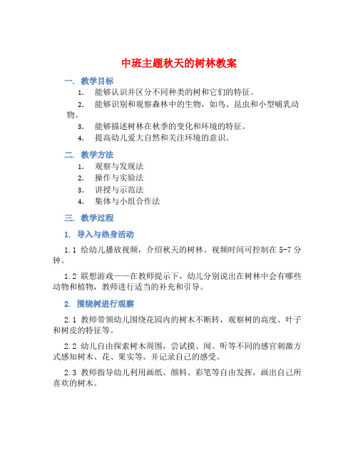 中班主题秋天的树林教案【含教学反思】