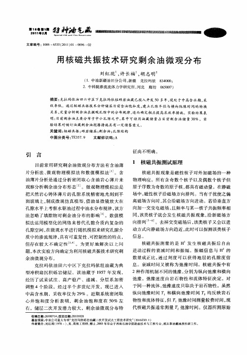 用核磁共振技术研究剩余油微观分布