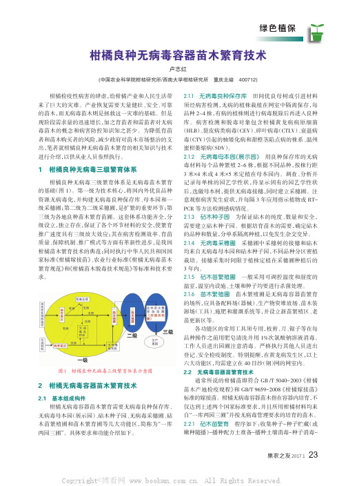 柑橘良种无病毒容器苗木繁育技术