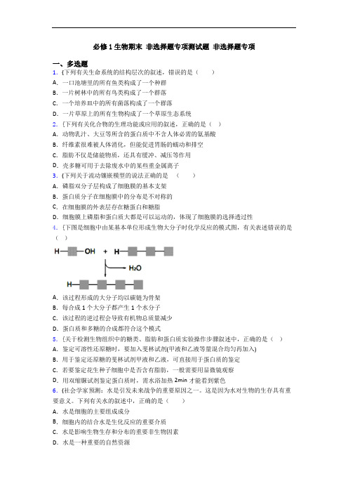 必修1生物期末 非选择题专项测试题 非选择题专项