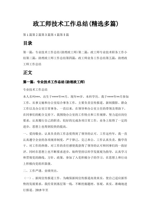 最新-政工师技术工作总结(精选多篇) 精品
