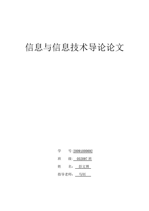 信息与信息技术导论论文