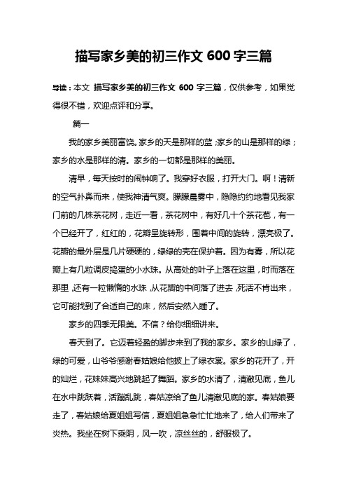 描写家乡美的初三作文600字三篇