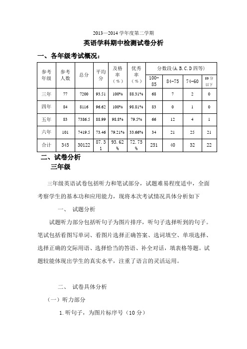 英语期中质量分析