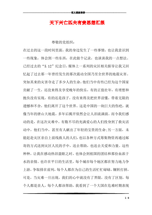 天下兴亡匹夫有责思想汇报