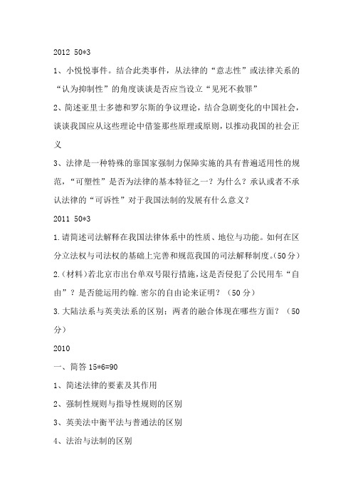 清华法理试题2012-1999