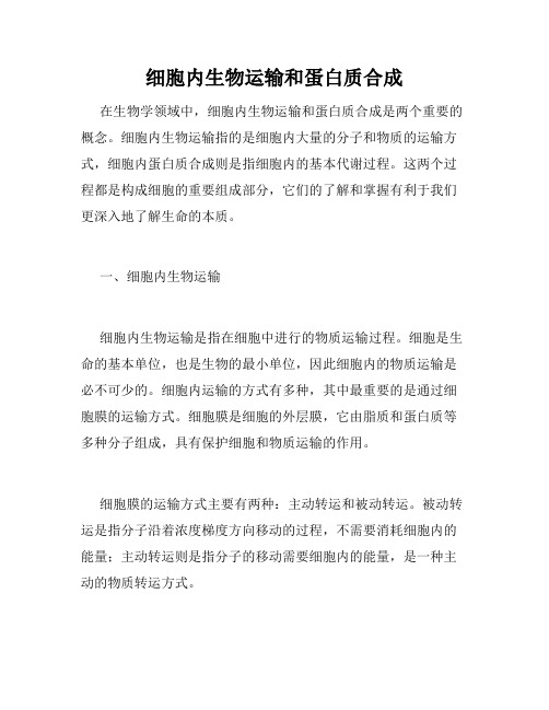 细胞内生物运输和蛋白质合成
