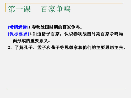 高中历史必修三第一单元第一课 百家争鸣