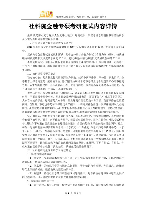 社科院金融专硕考研复试内容详情