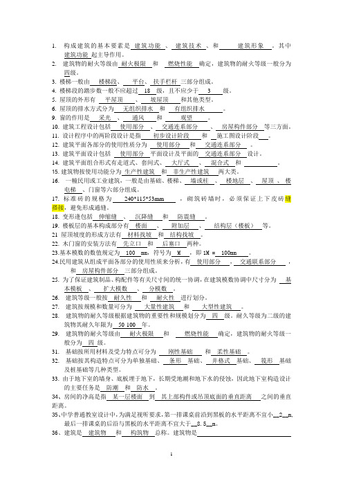 青岛理工大学房屋建筑学复习资料