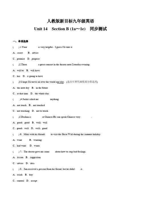 人教版新目标九年级英语 Unit 14 Section B (1a-1e)  同步测试(有答案)