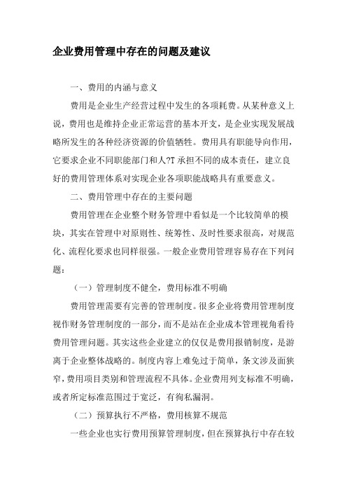企业费用管理中存在的问题及建议-精品文档
