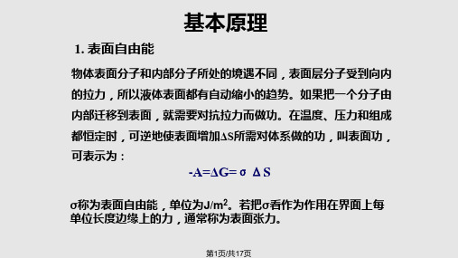 测定溶液的表面张力PPT课件