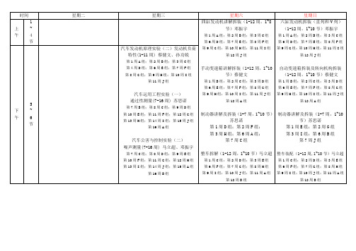 2012-2013秋季学期实验课课表