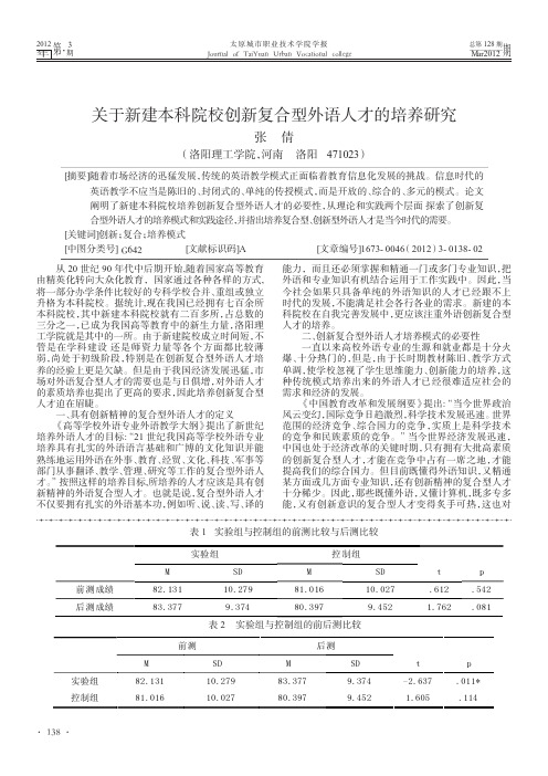 关于新建本科院校创新复合型外语人才的培养研究