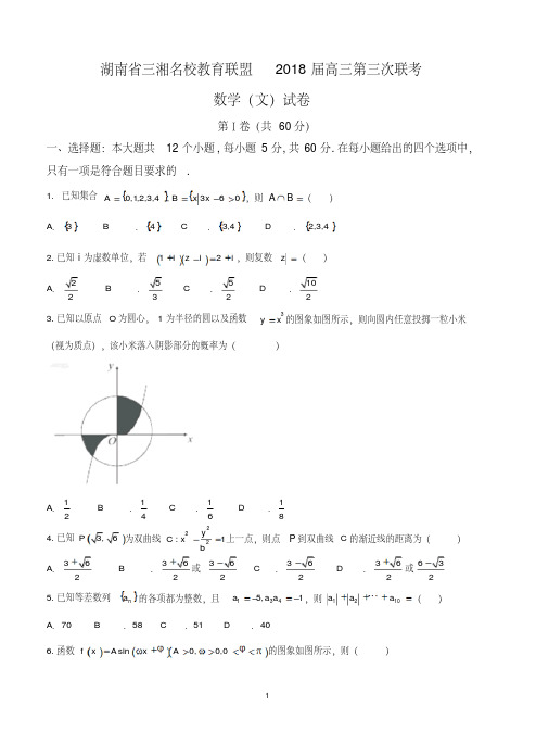 湖南省三湘名校教育联盟2018届高三第三次联考数学文