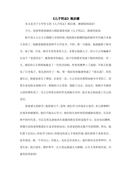 《儿子同志》观后感_小学作文