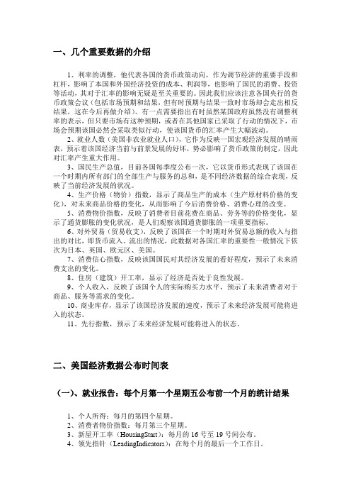 全球经济数据公布时间表