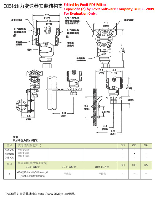 3051c压力变送器安装结构支架