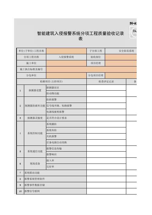 SG-A138_智能建筑入侵报警系统分项工程质量验收记录表