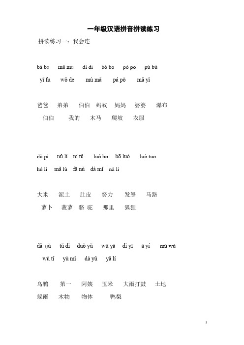 一年级汉语拼音拼读练习-(1)