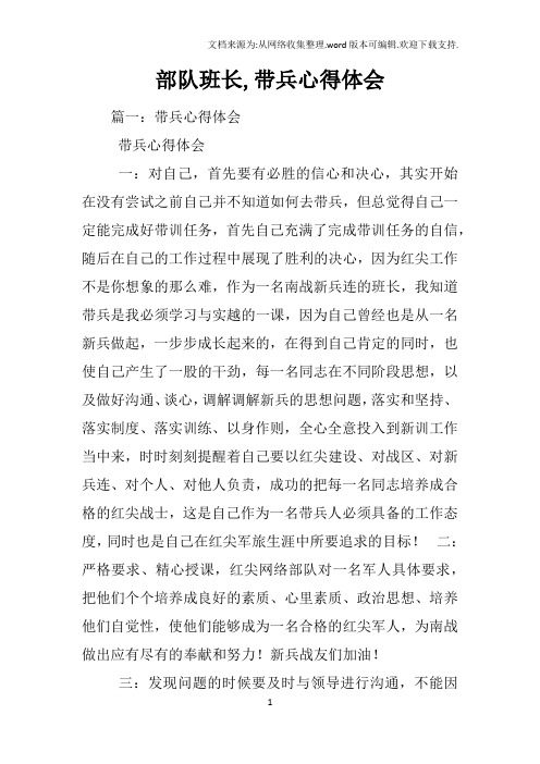 部队班长,带兵心得体会
