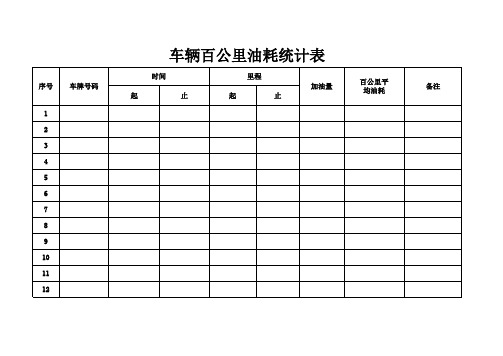 车辆百公里油耗统计表