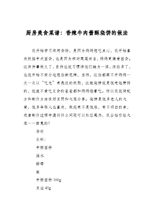 厨房美食菜谱：香辣牛肉酱酥烧饼的做法