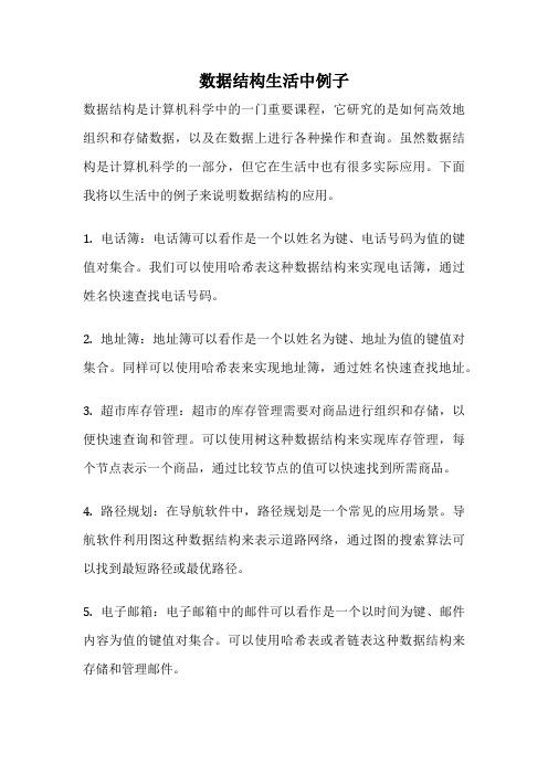 数据结构生活中例子