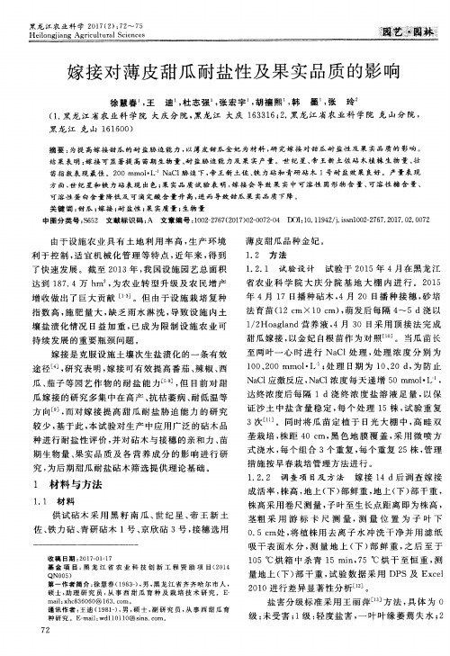 嫁接对薄皮甜瓜耐盐性及果实品质的影响