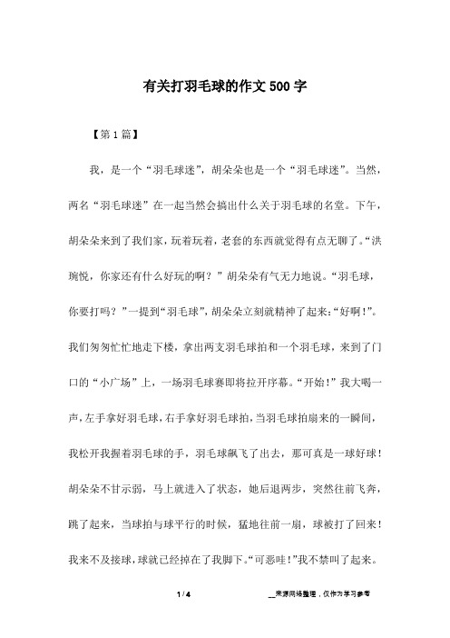 有关打羽毛球的作文500字