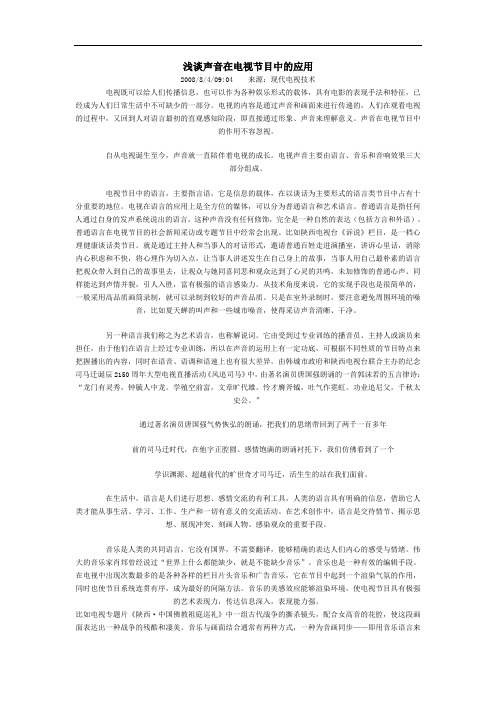 浅谈声音在电视节目中的应用