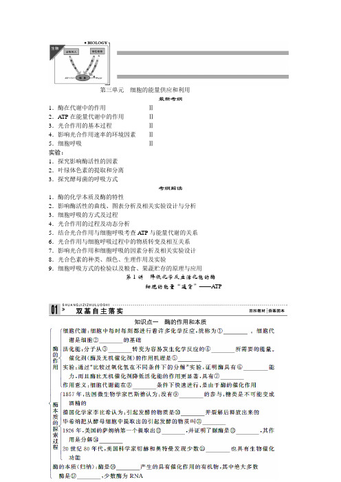 2013届高考生物一轮复习讲义1.3.1降低化学反应活化能的酶