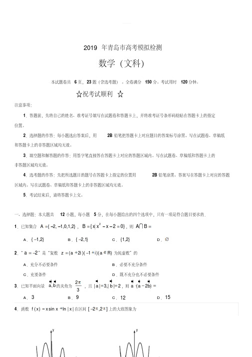 2019届高三5月二模数学(文)试题含答案