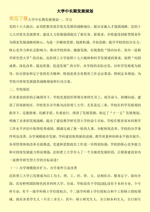 大学中长期发展规划