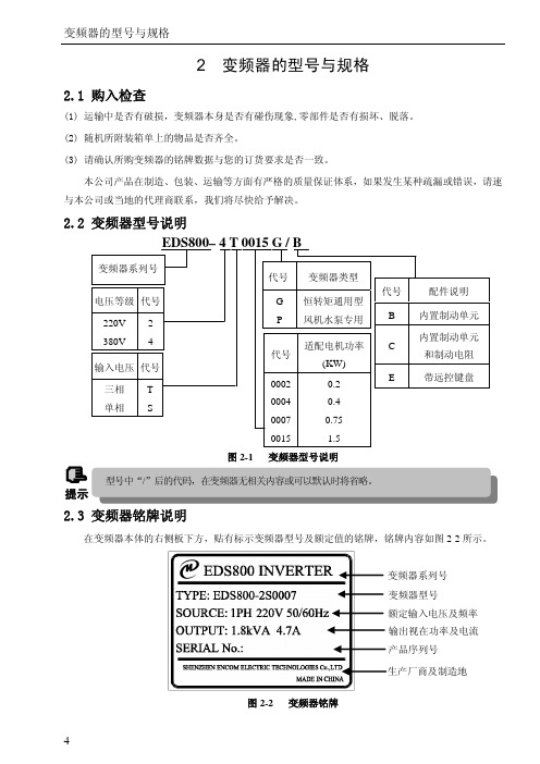 变频器的型 与规格 
