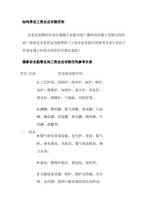 如何界定工贸企业有限空间