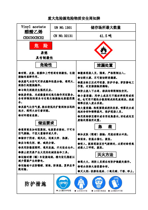 重大危险源醋酸乙烯安全周知牌