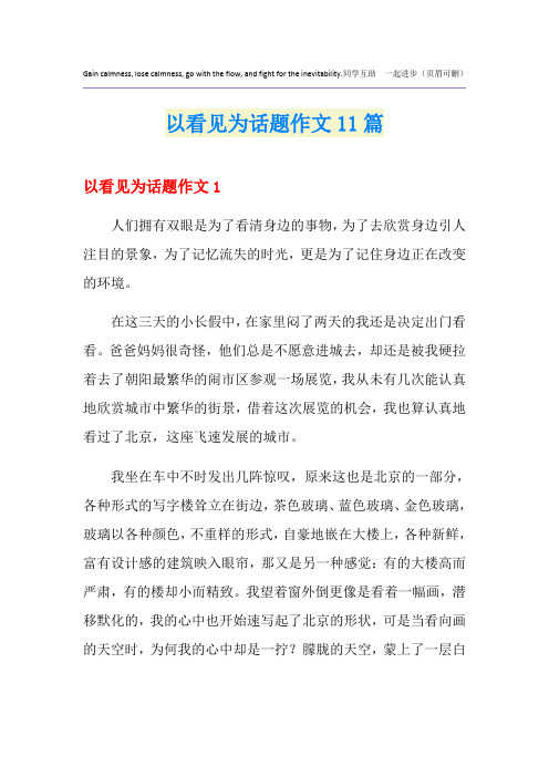 以看见为话题作文11篇