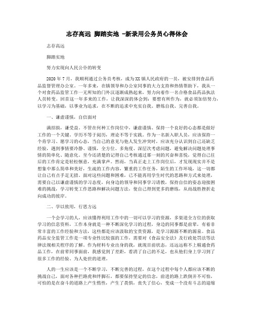 志存高远 脚踏实地 -新录用公务员心得体会