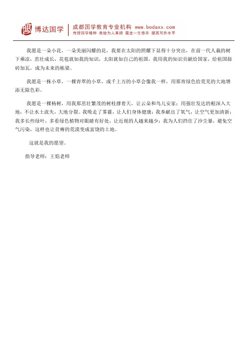 小学作文：我愿