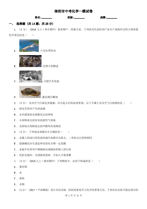 深圳市中考化学一模试卷  