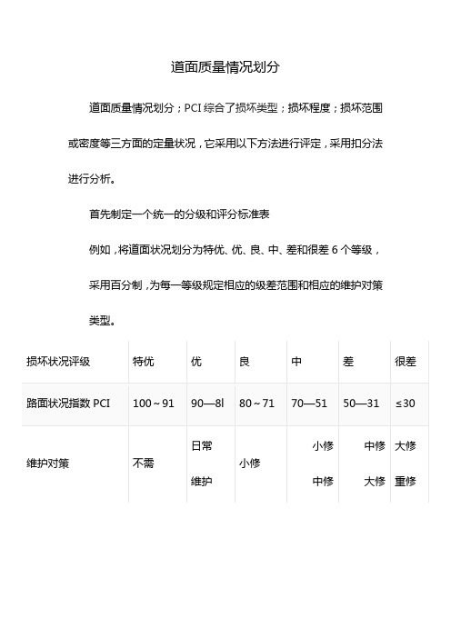 道面质量情况划分