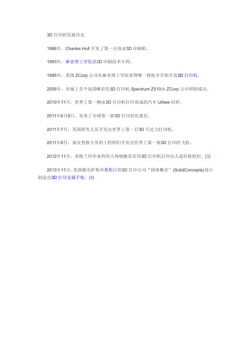 3D打印的发展历史