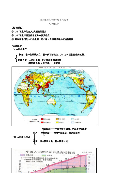 高三地理高考第一轮单元复习人口再生产