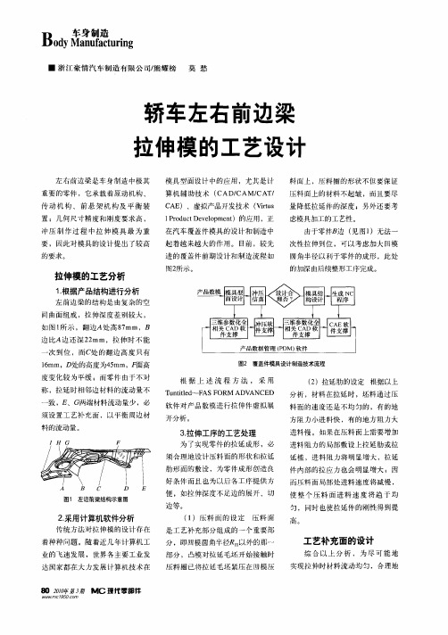 轿车左右前边梁拉伸模的工艺设计