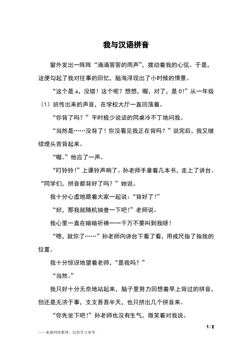 我与汉语拼音_初一作文